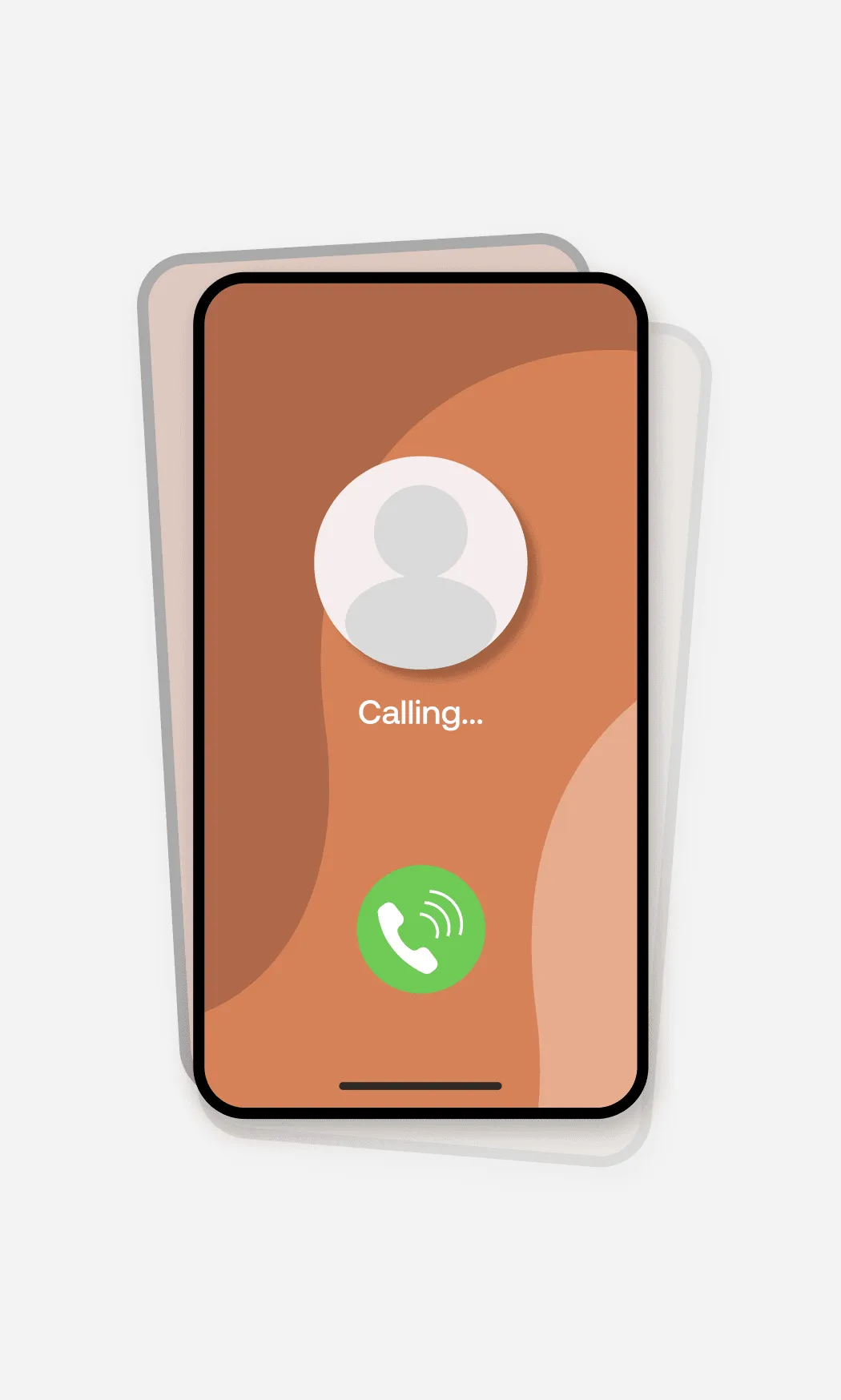 Phone call screen with a generic contact avatar and the text 'Calling...'