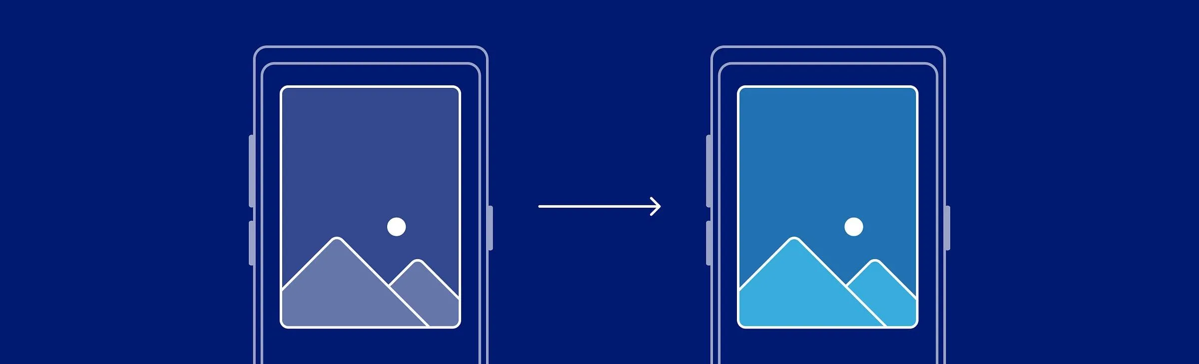Two mobile screens showing an image before and after processing