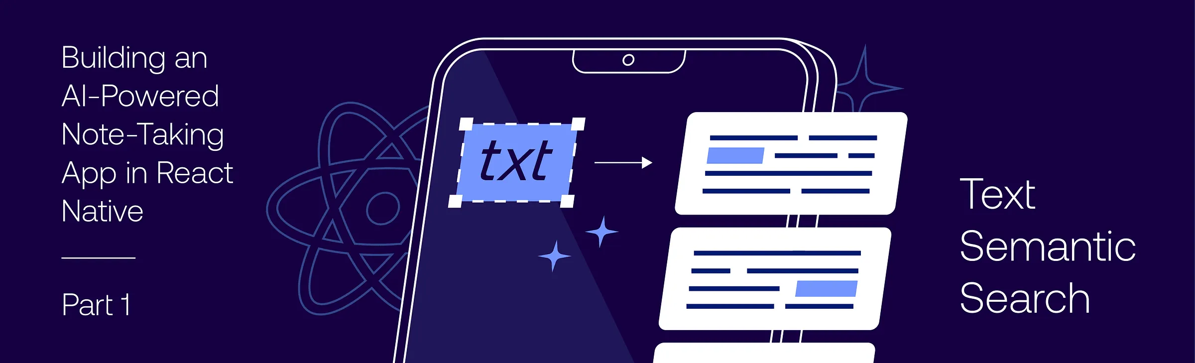 Phone screen selecting text and matching it to note cards for text semantic search