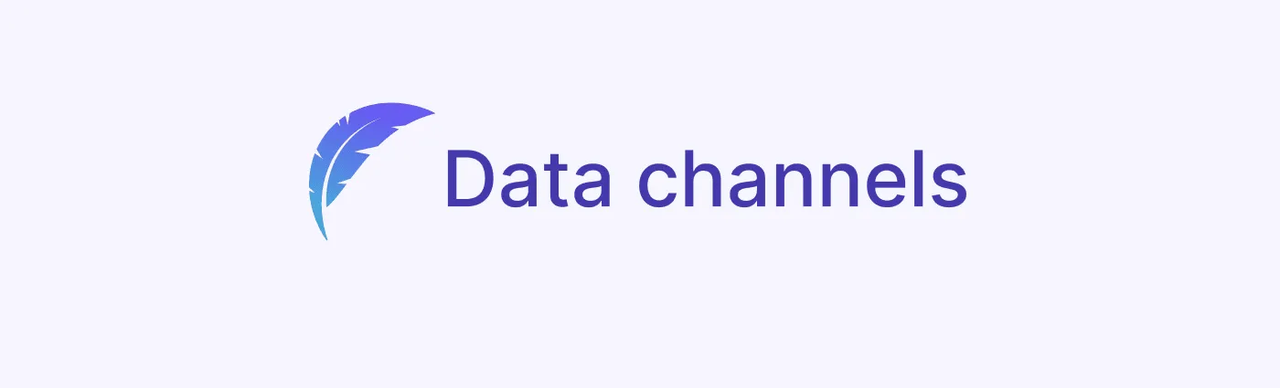 Elixir WebRTC feather logo beside the words "Data channels"