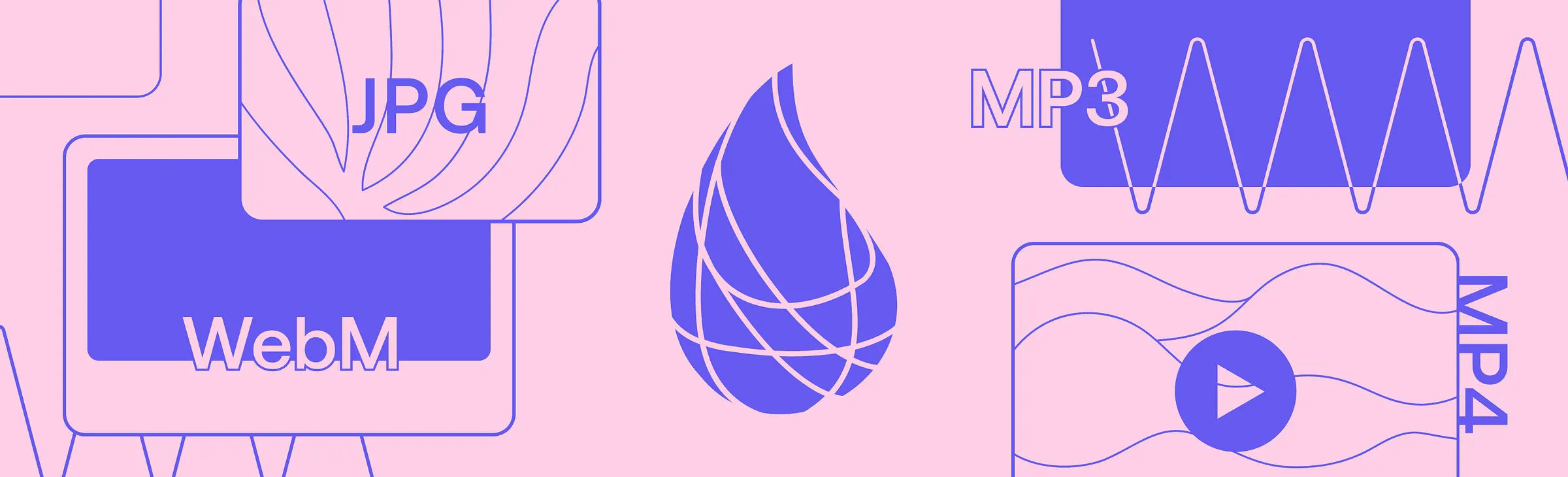 Elixir multimedia cover with WebM, JPG, MP3, and MP4 file labels