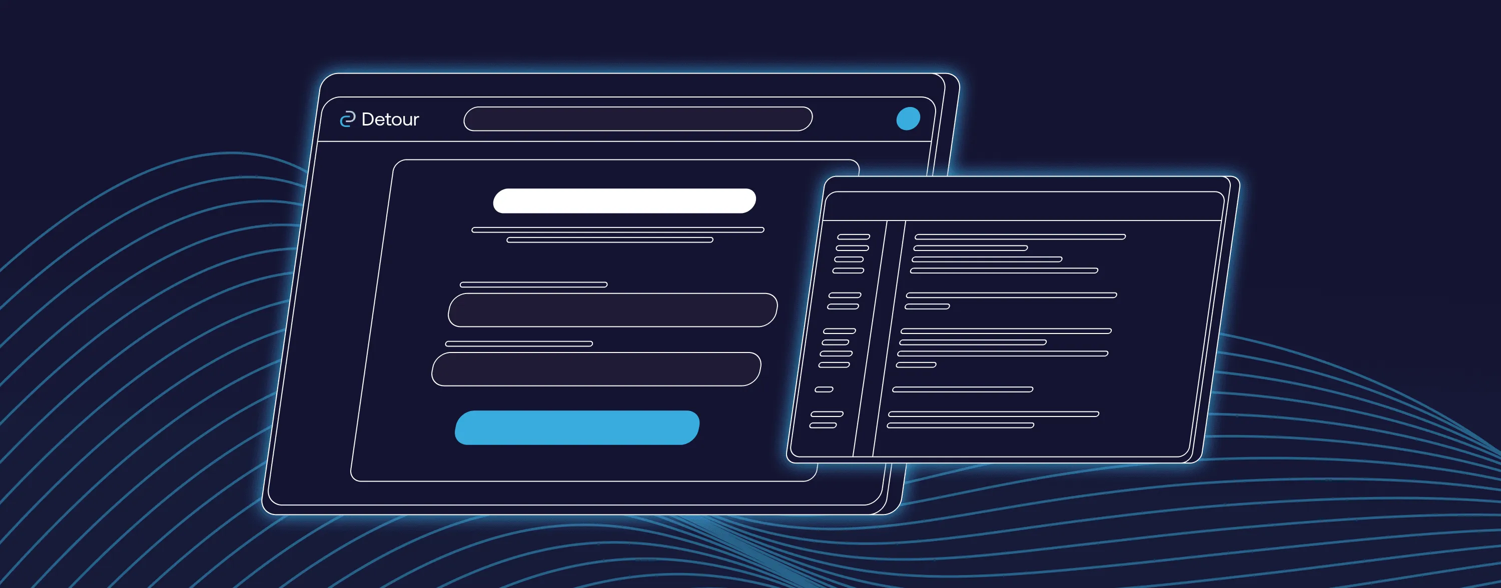 Detour share image showing linked mobile and desktop app screens for deferred deep linking